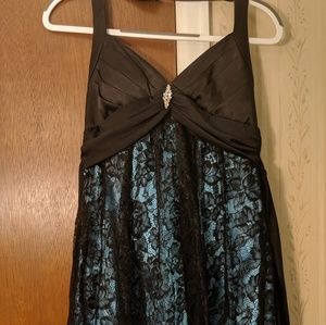 Roberta Blue and Black Lace Prom Homecoming Dress